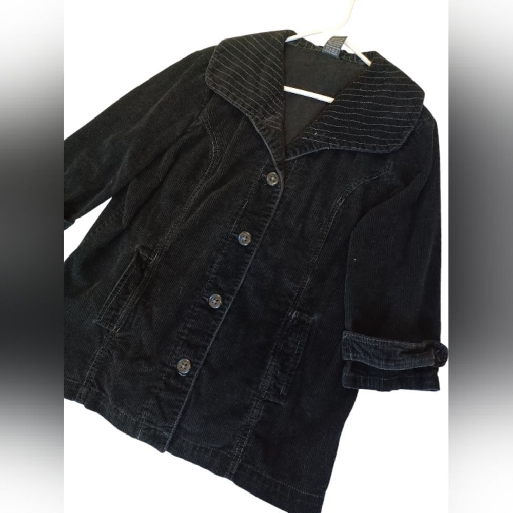 Black Corduroy Jacket French Cuff Women's Size XL